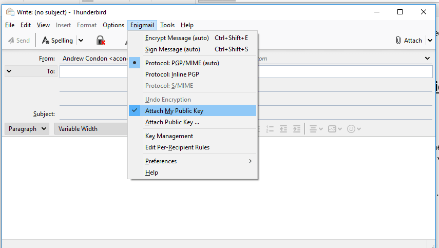 Attach my public key