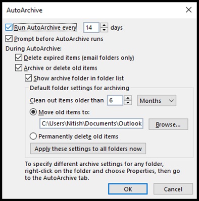 AutoArchive in Outlook