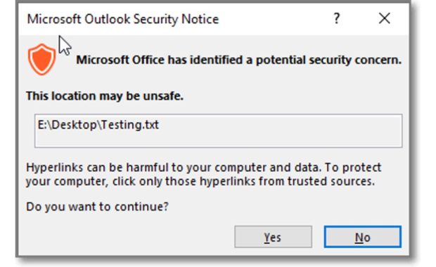 Unsafe Location Hyperlinks