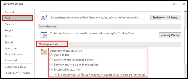 alerts in outlook